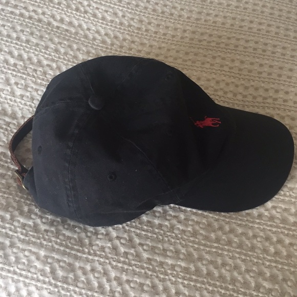 Polo Hat Leather Strap Red Pony Logo 